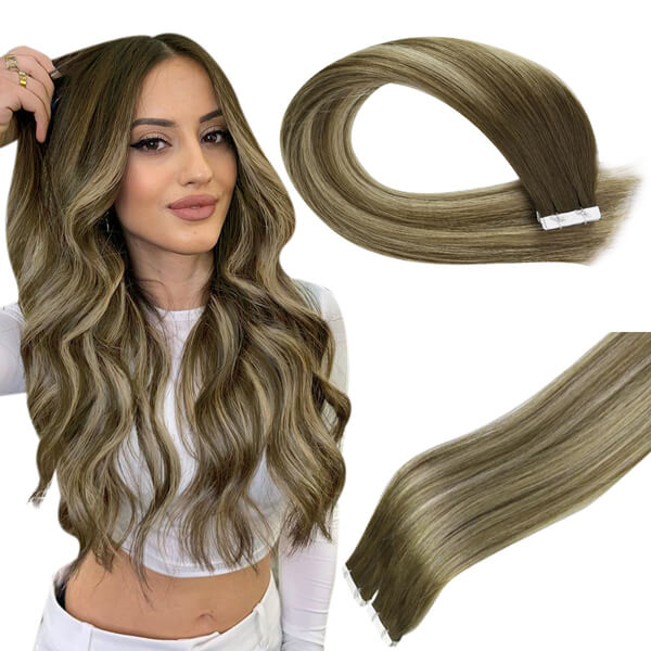 Tape In Hair Extensions Virgin Hair Comfortable Easy Installation Moresoo 5965