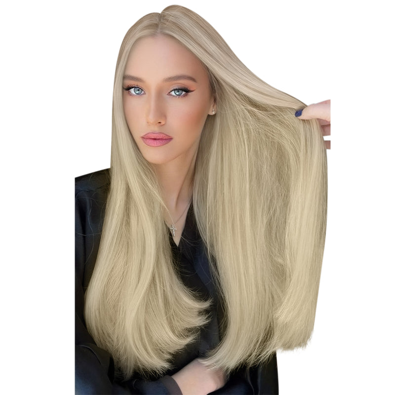 [New Color] Moresoo Virgin Invisible Genius Weft Hair Extensions Human Hair Bundles Balayage Blonde (#18/22/60)