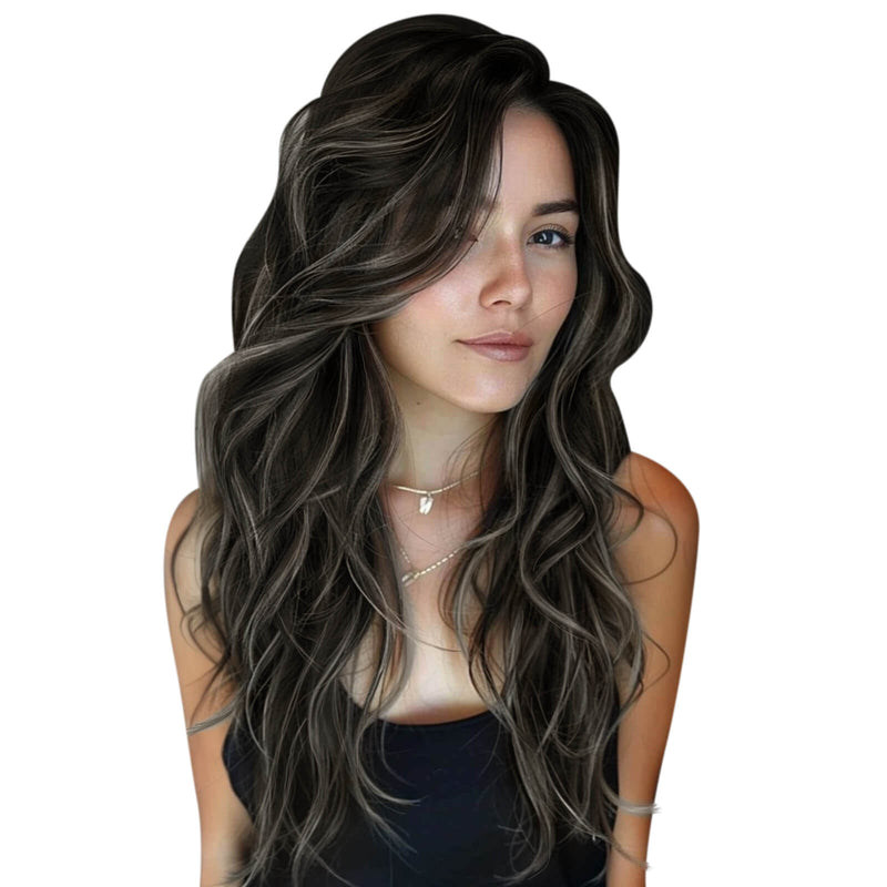 Load image into Gallery viewer, 1B-S-1B-silver-black-hair-bundles-16-inch-hair-extensions-virgin-human-hair-best-weft
