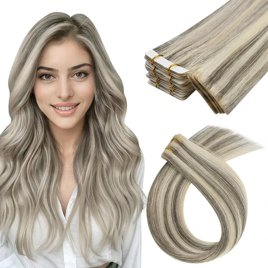 [New]Moresoo Virgin Injection Tape in Human Hair Extensions Balayage Blonde (