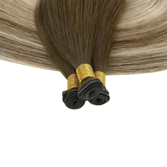 [New Color] Moresoo Virgin Invisible Genius Weft Hair Extensions Human Hair Bundles Ombre Brown (