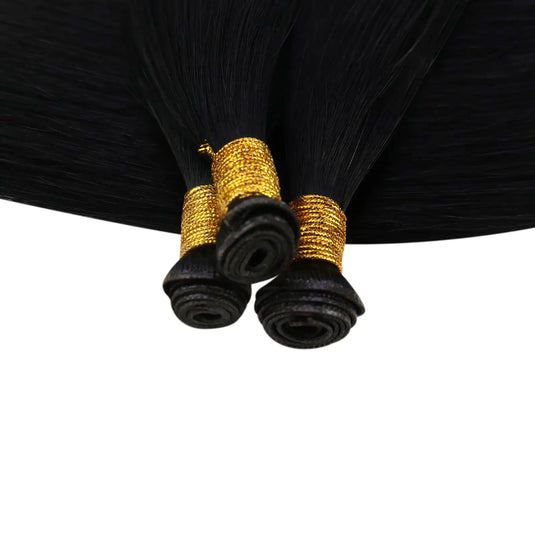 [New Color] Moresoo Virgin Invisible Genius Weft Hair Extensions Human Hair Bundles Jet Black (