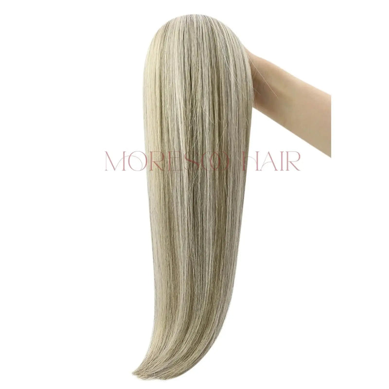 Load image into Gallery viewer, [New]Moresoo Virgin Tape In Hair Extensions 100% Brazilian Human Highlight Blonde Hair (#1CC/80/60)
