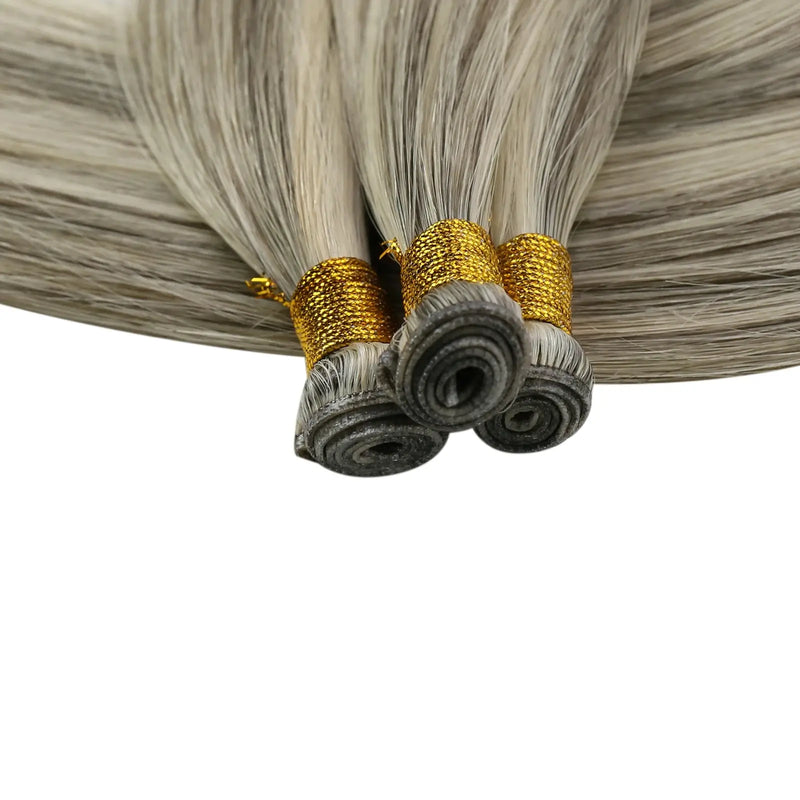 Load image into Gallery viewer, [New]Moresoo Virgin Invisible Genius Weft Hair Extensions Human Hair Bundles Gray blonde(1CC/80/60)
