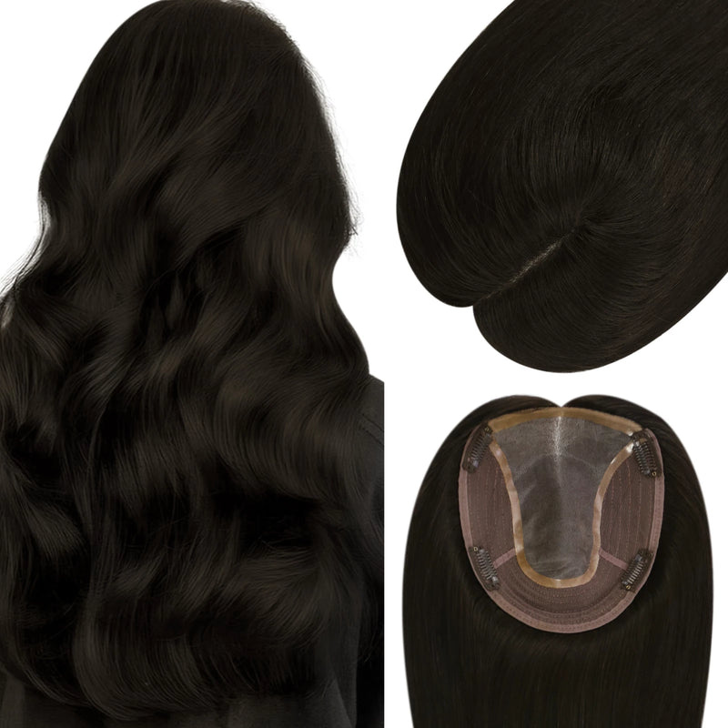 Load image into Gallery viewer, topper hair dark brown straight hair mono base
