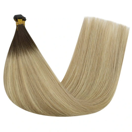 [New Color] Moresoo Virgin Invisible Genius Weft Hair Extensions Human Hair Bundles Brown to Blonde Ombre(