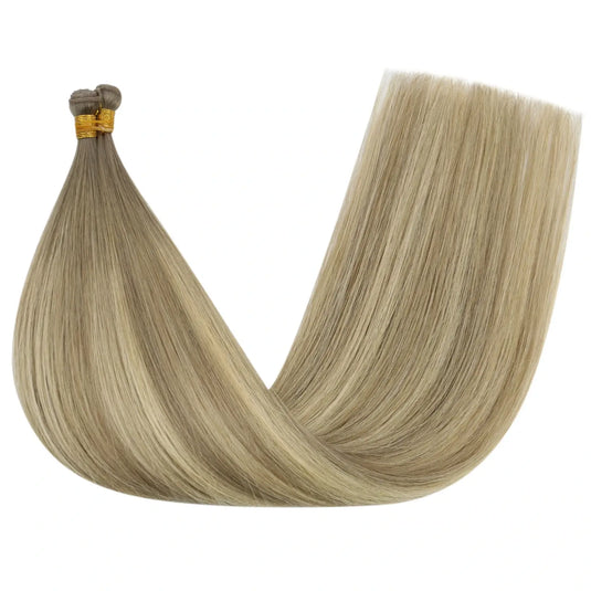 [New Color] Moresoo Virgin Invisible Genius Weft Brazilian Human Hair Bundles Balayage Blonde (