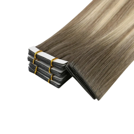 [New]Moresoo Virgin Injection Tape in Human Hair Extensions Balayage Brown Blonde(