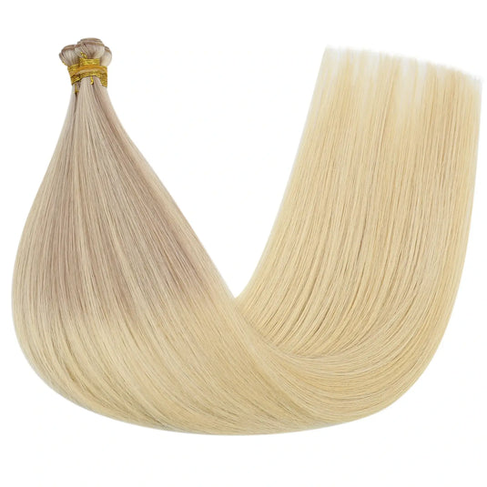 [New]Moresoo Virgin Invisible Genius Weft Hair Extensions Human Hair Bundles Balayage Blonde (