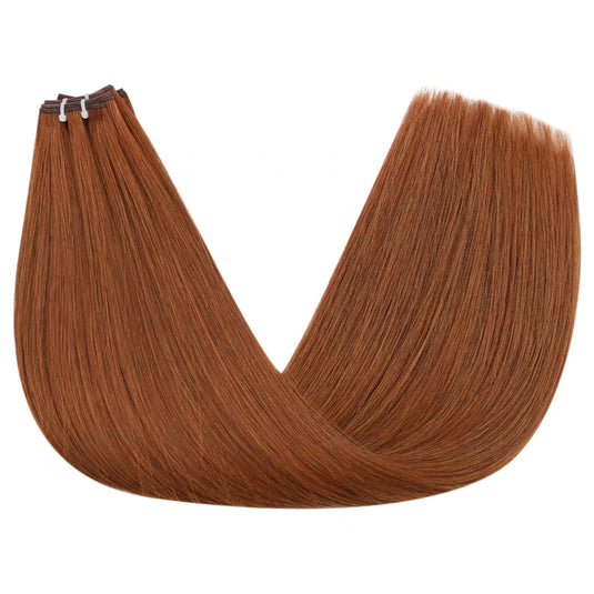 [New]Moresoo Virgin Invisible Genius Weft Hair Extensions Human Hair Bundles Copper Color (