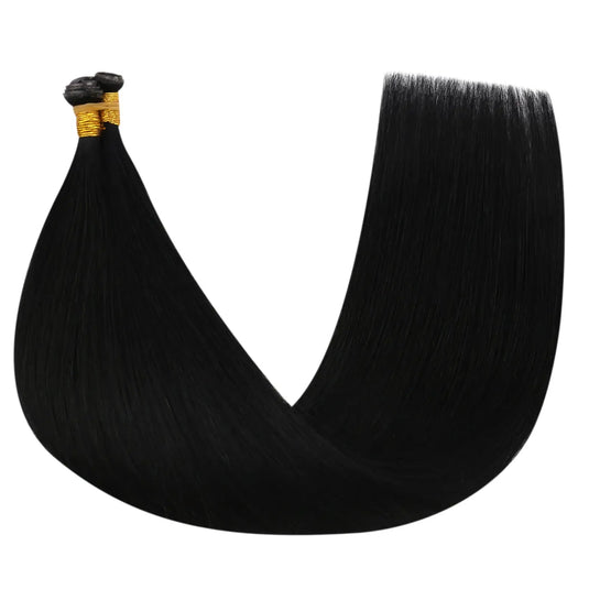 [New Color] Moresoo Virgin Invisible Genius Weft Hair Extensions Human Hair Bundles Jet Black (