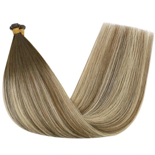 [New Color]Moresoo Virgin Invisible Genius Weft Hair Extensions Human Hair Bundles Ombre Brown (