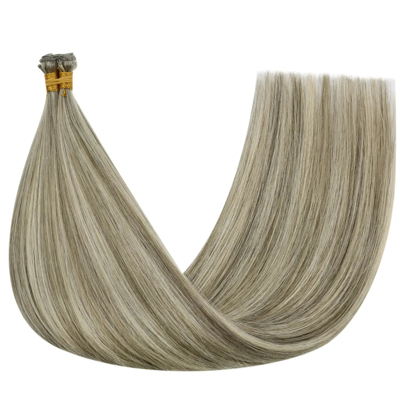 Load image into Gallery viewer, [New Color] Moresoo Virgin Invisible Genius Weft Hair Extensions Human Hair Bundles Gray blonde(1CC/80/60)
