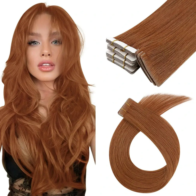 Load image into Gallery viewer, [New]Moresoo Virgin Injection Tape in Human Hair Extensions Copper Color (#33)
