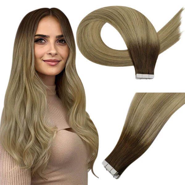 Load image into Gallery viewer, Top quality Brazilian Virgin Hair tape ins-Tape-In-Adhesive-Human-Hair-Extensions-PU-Skin-Weft-10A-Virgin-Human-Hair-20-Inch-Invisible-Natural-Tape-Extensions
