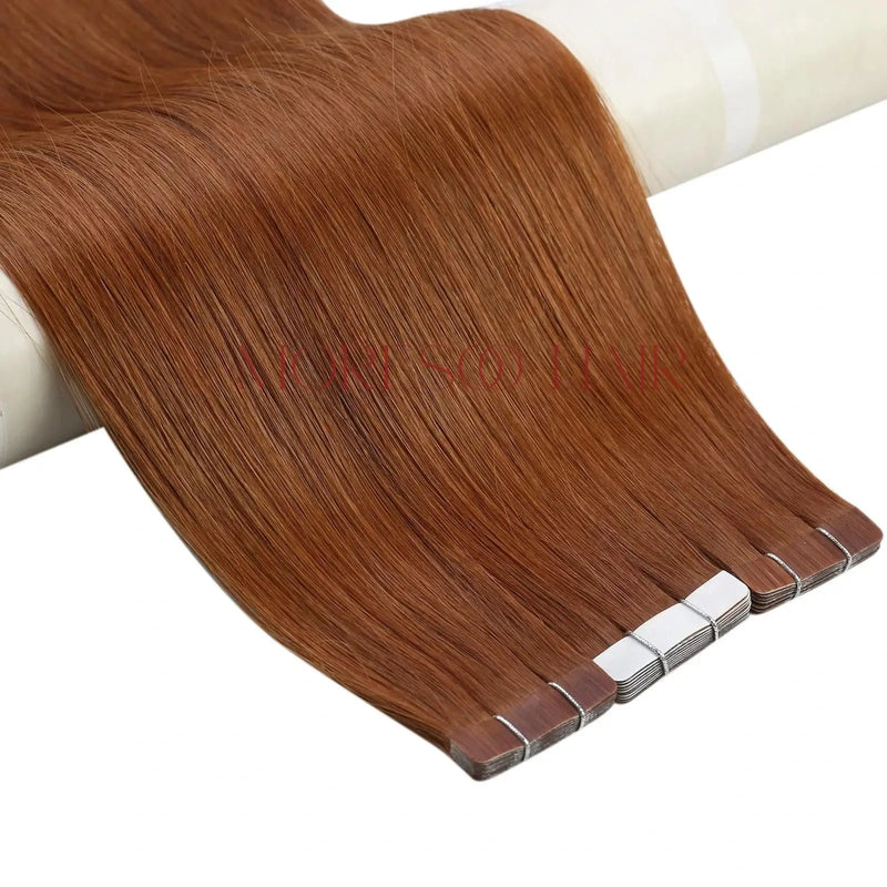 Load image into Gallery viewer, 【New Color】Moresoo Virgin Tape In Hair Extensions 100% Brazilian Human Copper Hair (#33)
