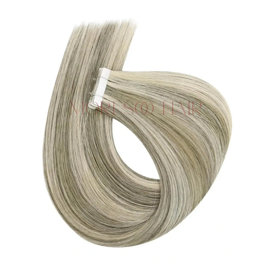 【New Color】Moresoo Virgin Tape In Hair Extensions 100% Brazilian Human Highlight Blonde Hair (