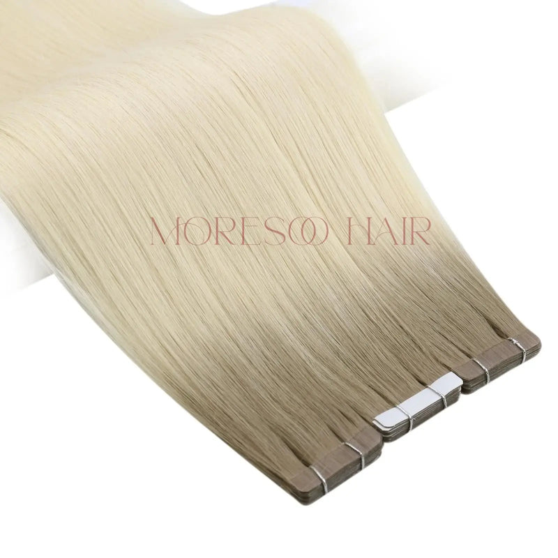 Load image into Gallery viewer, [New]Moresoo Virgin Tape In Hair Extensions 100% Brazilian Human Ombre Blonde Hair (#R19/60)
