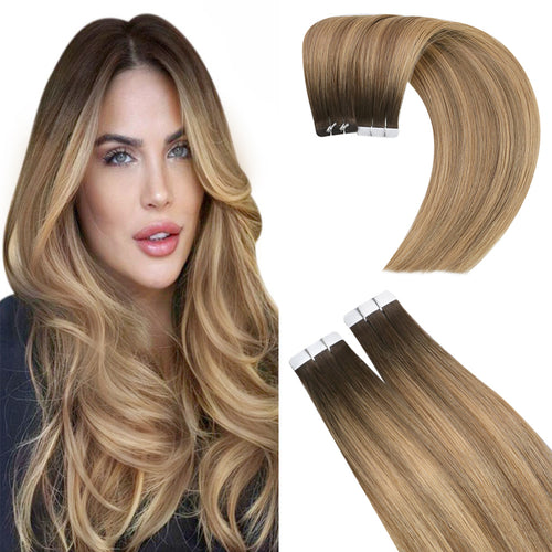 [25% Off] Virgin Tape In Hair Extensions 100% Brazilian Hair (#2/4/27)