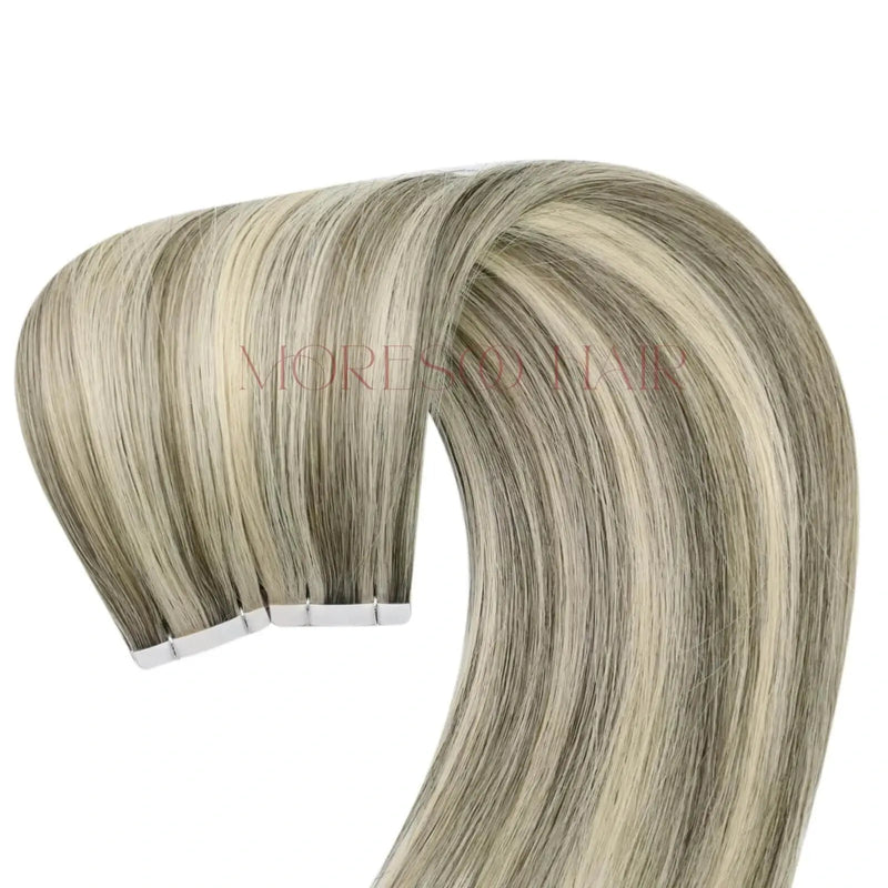 Load image into Gallery viewer, 【New Color】Moresoo Virgin Tape In Hair Extensions 100% Brazilian Human Highlight Blonde Hair (#1CC/80/60)
