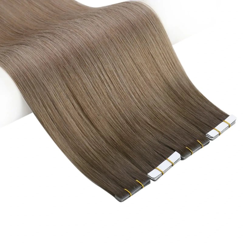 Load image into Gallery viewer, [New]Moresoo Virgin Injection Tape in Human Hair Extensions Balayage Brown (#R2/DXB/18)
