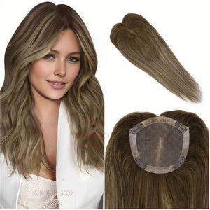 Moresoo Mono Topper Remy Human Hair Brown Hair Pieces 5