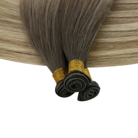 [New Color]Moresoo Virgin Invisible Genius Weft Hair Extensions Human Hair Bundles Ombre Brown (