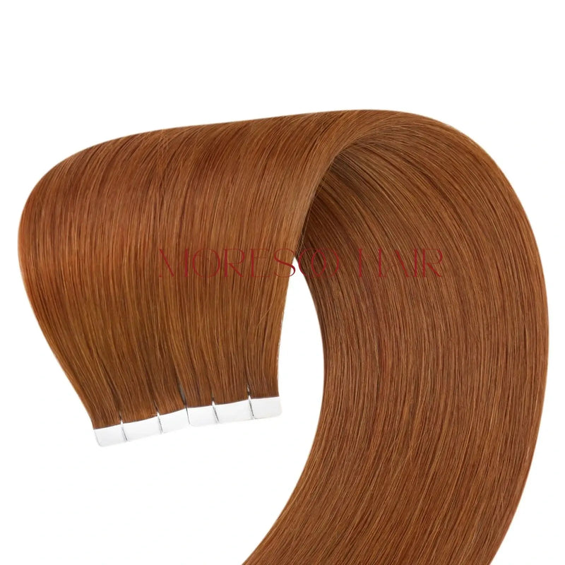 Load image into Gallery viewer, [New]Moresoo Virgin Tape In Hair Extensions 100% Brazilian Human Copper Hair (#33)
