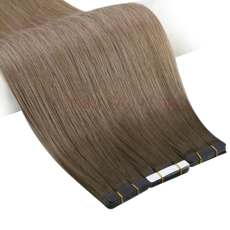 Load image into Gallery viewer, 【New Color】Moresoo Virgin Tape In Hair Extensions 100% Brazilian Human Balayage Brown Hair (#R2/DXB/18)
