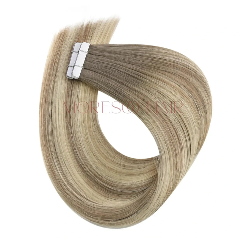 Load image into Gallery viewer, 【New Color】Moresoo Virgin Tape In Hair Extensions 100% Brazilian Human Balayage Brown Hair (#5/7/20)
