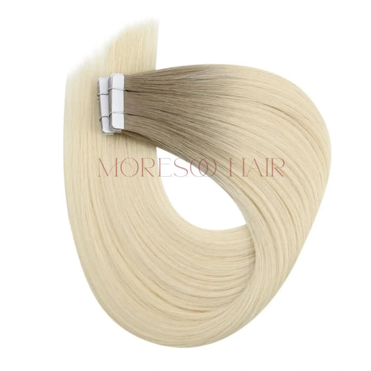 【New Color】Moresoo Virgin Tape In Hair Extensions 100% Brazilian Human Ombre Blonde Hair (