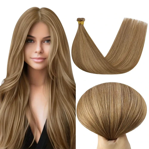 [New]Moresoo Virgin Invisible Genius Weft Brazilian Human Hair Bundles Chestnut Brown(#P6/10)