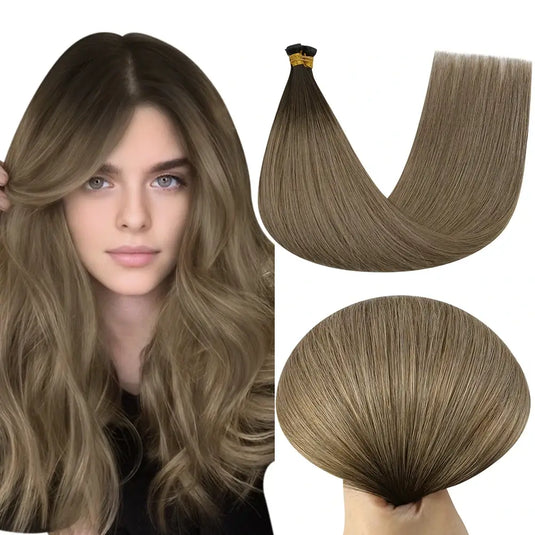 [New]Moresoo Virgin Invisible Genius Weft Brazilian Human Hair Bundles Brown (#R2/DXB/18)