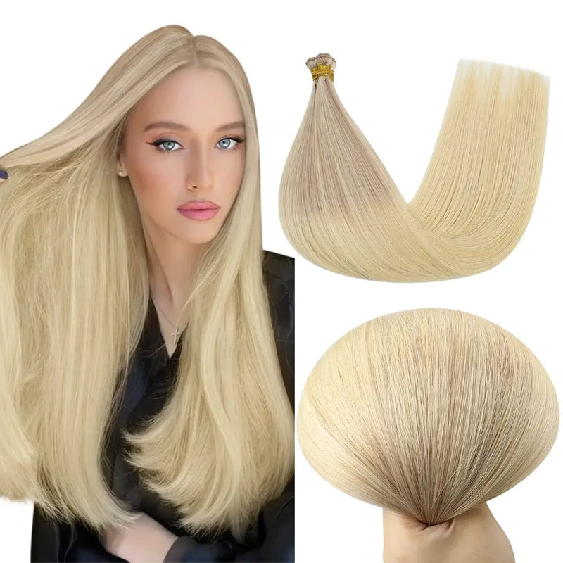 Load image into Gallery viewer, [New]Moresoo Virgin Invisible Genius Weft Hair Extensions Human Hair Bundles Balayage Blonde (#18/22/60)
