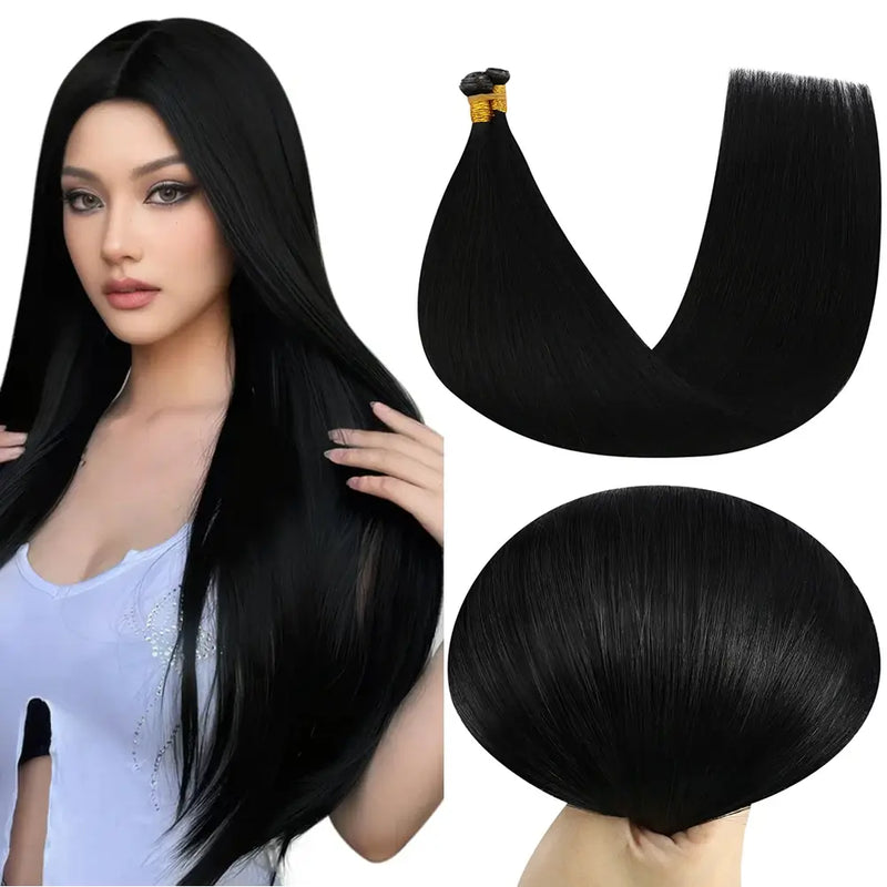 Load image into Gallery viewer, [New]Moresoo Virgin Invisible Genius Weft Hair Extensions Human Hair Bundles Jet Black (#1)
