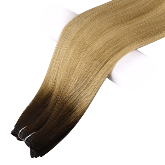 18inch straight brown weft hair extension-brown hair with blonde balayage-subtle balayage dark brown hair-caramel balayage on brown hair