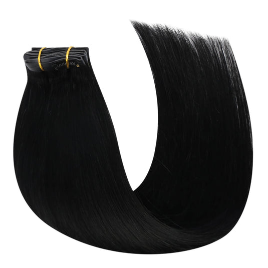 Pu Skin Weft Clip in Hair