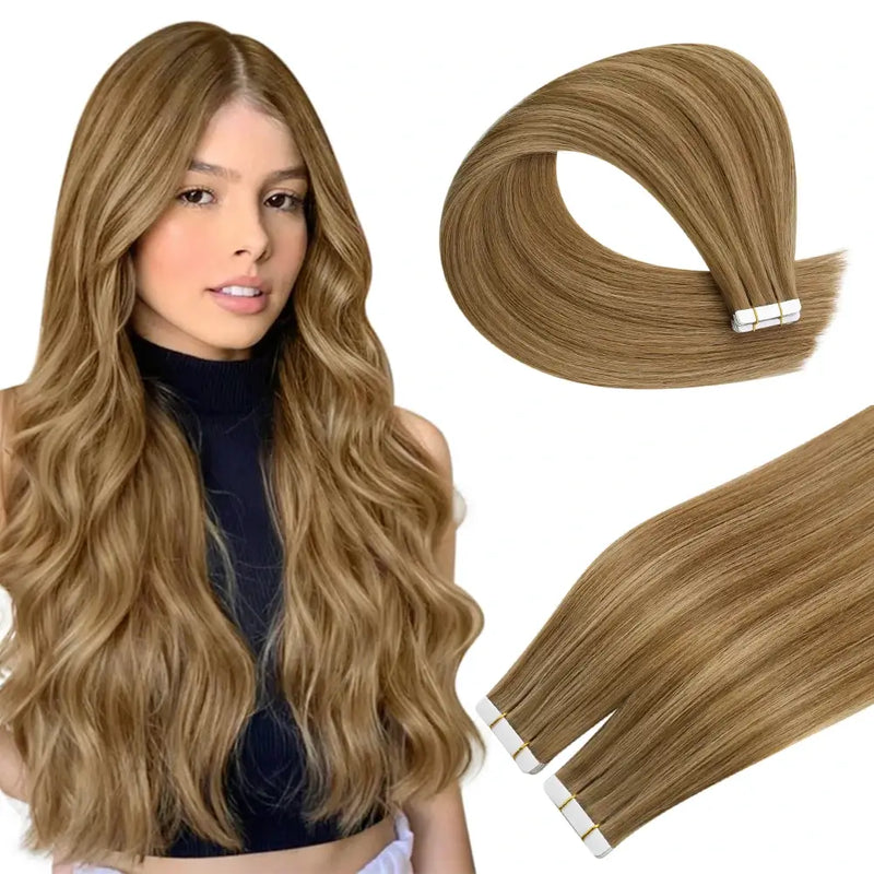 Load image into Gallery viewer, [New]Moresoo Virgin Tape In Hair Extensions 100% Brazilian Human Highlight Hair (#P6/10)
