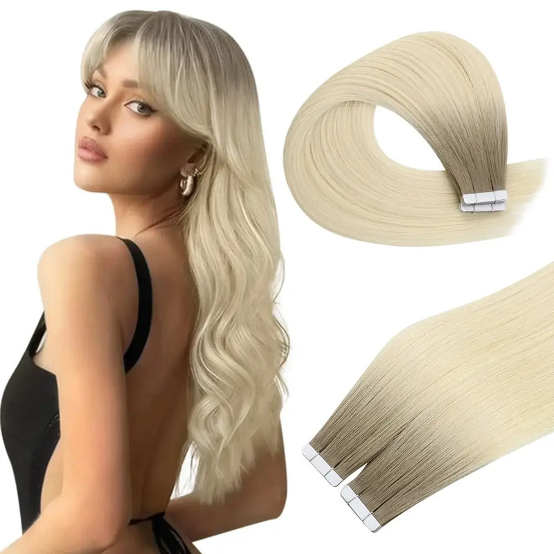 Load image into Gallery viewer, [New]Moresoo Virgin Tape In Hair Extensions 100% Brazilian Human Ombre Blonde Hair (#R19/60)
