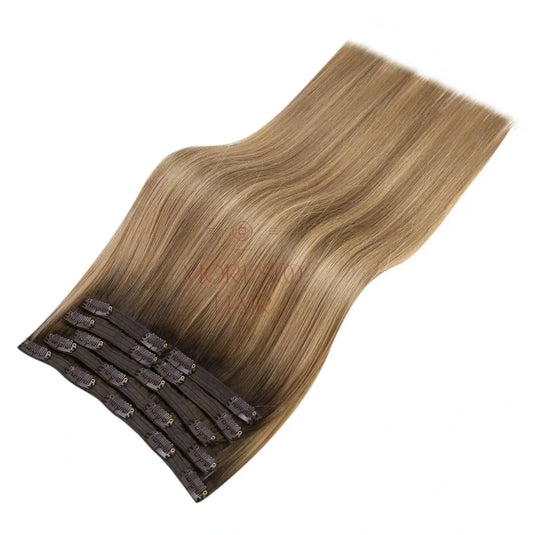 Clip in Hair Extensions Virgin Human Hair Balayage Color