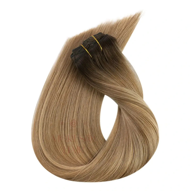 Load image into Gallery viewer, Clip in Hair Extensions Virgin Human Hair Balayage Color #2/4/27
