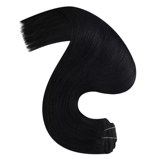 clipin virgin human hair extensions jet black color