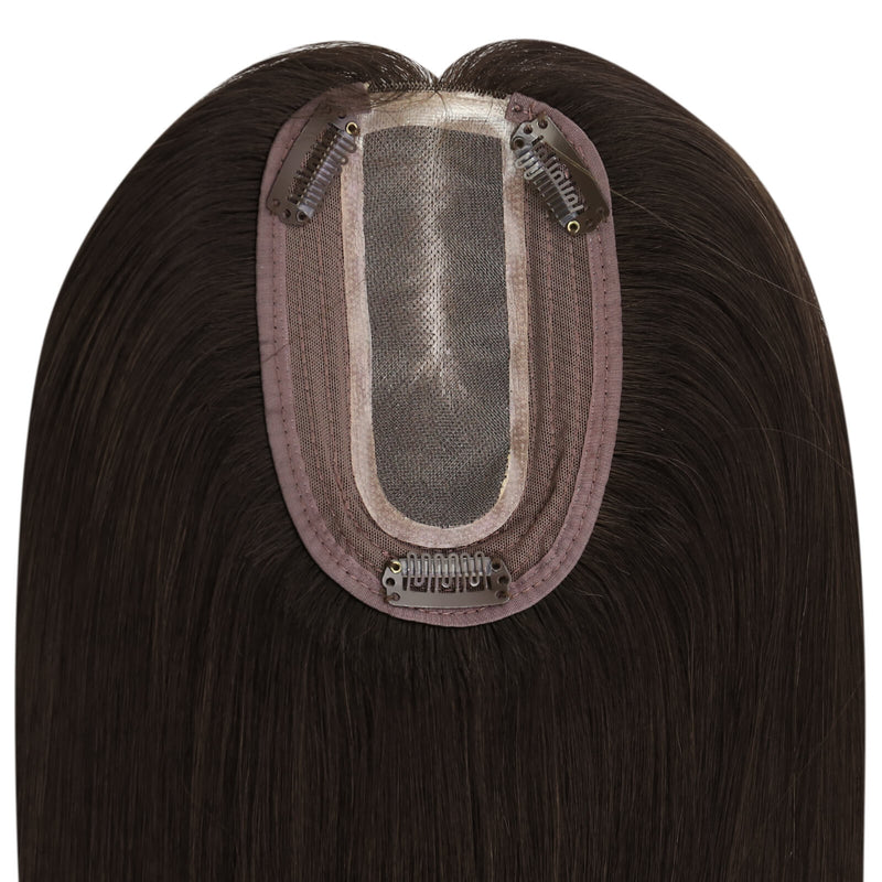 Load image into Gallery viewer, Moresoo Mono Base Hair Topper Virgin Hair Pieces Darkest Brown #2
