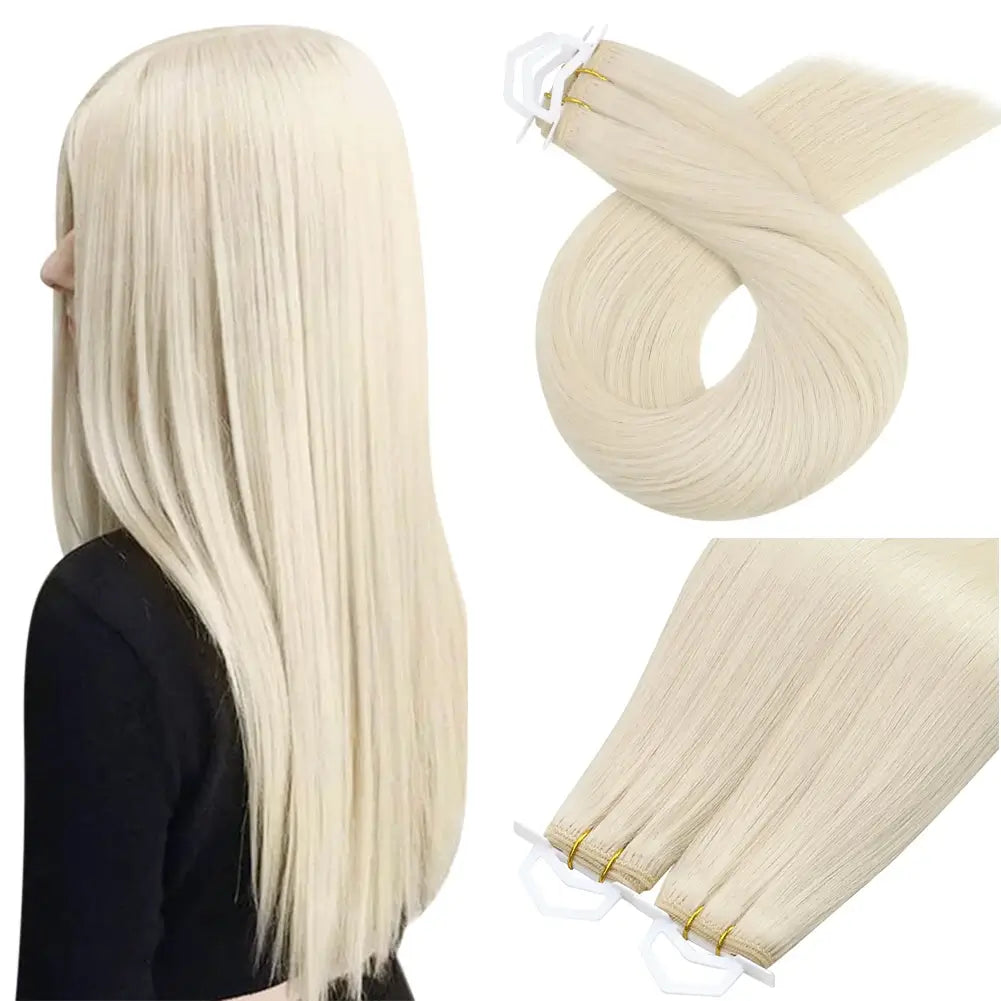 Moresoo White Blonde Virgin Bundles Weft Sew In Human Hair Wefts (#1000)