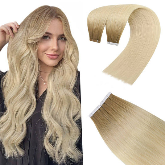 Moresoo Virgin Tape In Hair Extensions 100% Brazilian Human Hair (#R12/T60)