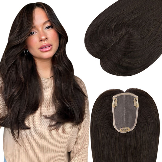 brown human hair topper