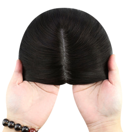 human hair topper natural black