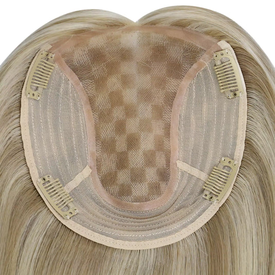 blonde hair topper 6*7 base virgin hair