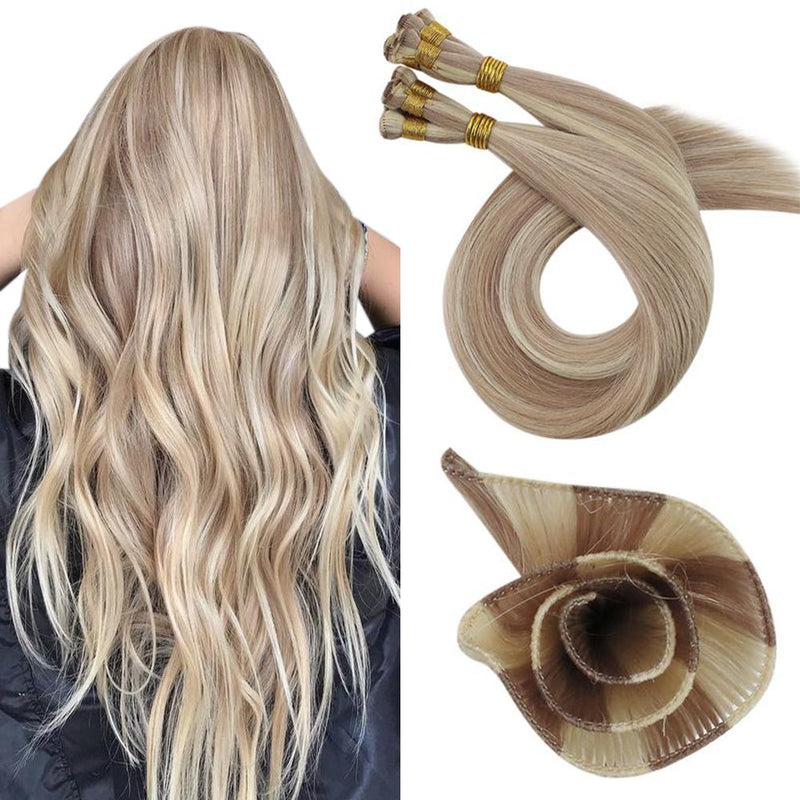 Load image into Gallery viewer, hand-made sew in hair weft，hand tied hair extensions,human hair,moresoo hair,hair extensions,hand tied hair extensions,human hair
