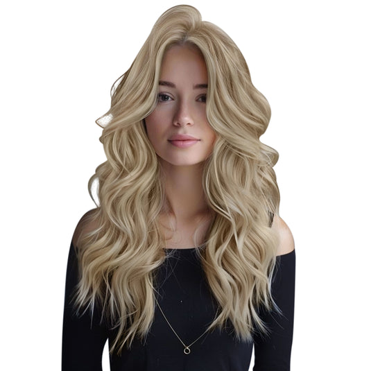 Moresoo Virgin Real Human Hair Sew In Hand Tied Weft Blonde Highlights (